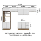 Armário de Cozinha Completa 350cm Rustic/Branco Stella Madesa 01