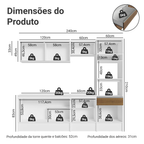 Armário de Cozinha Completa 240cm Branco/Rustic Diamante Madesa 06
