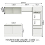 Armário de Cozinha Completa 260cm Branco Topazio Madesa 01