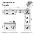 Armário de Cozinha Completa 260cm Branco Diamante Madesa 02