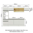 Armário de Cozinha Completa 300cm Branco Diamante Madesa 02
