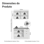 Armário de Cozinha Compacta 120 cm Branco Vik Madesa 01