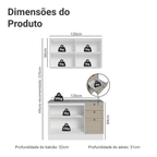 Armário de Cozinha Compacta 120 cm Branco/Crema Vik Madesa 01