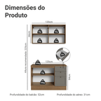Armário de Cozinha Compacta 120 cm Rustic/Cinza Vik Madesa 01