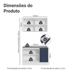 Armário de Cozinha Compacta 120 cm Branco/Azul Vik Madesa 01
