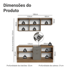 Armário de Cozinha Compacta 180 cm Rustic/Cinza Vik Madesa 01