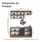 Armário de Cozinha Compacta 180 cm Rustic/Azul Vik Madesa 01