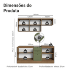 Armário de Cozinha Compacta 180 cm Rustic/Verde Vik Madesa 01