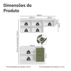Armário de Cozinha Compacta 180 cm Branco/Verde Vik Madesa 02