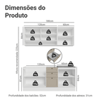 Armário de Cozinha Compacta 180 cm Branco/Crema Vik Madesa 03