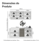Armário de Cozinha Compacta 180 cm Branco/Cinza Vik Madesa 03