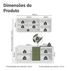 Armário de Cozinha Compacta 180 cm Branco/Verde Vik Madesa 03