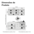 Armário de Cozinha Compacta 180 cm Branco Vik Madesa 04