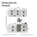 Armário de Cozinha Compacta 180 cm Branco/Cinza Vik Madesa 04
