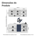 Armário de Cozinha Compacta 180 cm Branco/Azul Vik Madesa 04