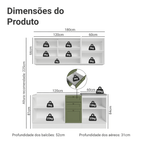 Armário de Cozinha Compacta 180 cm Branco/Verde Vik Madesa 04