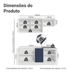 Armário de Cozinha Completa 180 cm Branco/Azul Vik Madesa 05