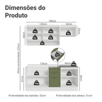 Armário de Cozinha Completa 180 cm Branco/Verde Vik Madesa 05