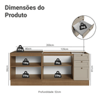 Kit com 2 Balcões de Cozinha 3 Gavetas 4 Portas (Sem Tampo e Pia) Rustic/Crema Vik Madesa 01