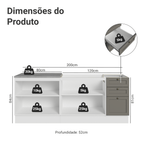 Kit com 2 Balcões de Cozinha 3 Gavetas 4 Portas (Sem Tampo e Pia) Branco/Cinza Vik Madesa 01