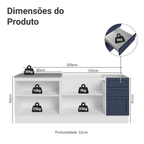 Kit com 2 Balcões de Cozinha 3 Gavetas 4 Portas (Sem Tampo e Pia) Branco/Azul Vik Madesa 01