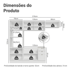 Armário de Cozinha Completa 270 cm Branco Vik Madesa 04
