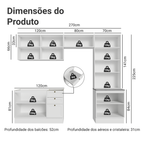 Armário de Cozinha Completa 270 cm Branco Vik Madesa 06