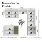 Armário de Cozinha Completa 270 cm Branco/Verde Vik Madesa 06