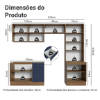 Armário de Cozinha Completa 270 cm Rustic/Azul Vik Madesa 06