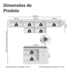 Armário de Cozinha Completa 280 cm Branco Vik Madesa 01