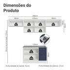 Armário de Cozinha Completa 280 cm Branco/Azul Vik Madesa 01