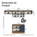Armário de Cozinha Completa 280 cm Rustic/Azul Vik Madesa 01