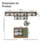 Armário de Cozinha Completa 280 cm Rustic/Verde Vik Madesa 01