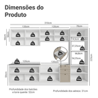 Armário de Cozinha Completa 310 cm Branco/Crema Vik Madesa 01