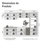 Armário de Cozinha Completa 310 cm Branco/Cinza Vik Madesa 01