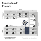 Armário de Cozinha Completa 310 cm Branco/Azul Vik Madesa 01