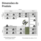 Armário de Cozinha Completa 310 cm Branco/Verde Vik Madesa 01