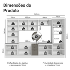 Armário de Cozinha Completa 340 cm Branco/Cinza Vik Madesa 01