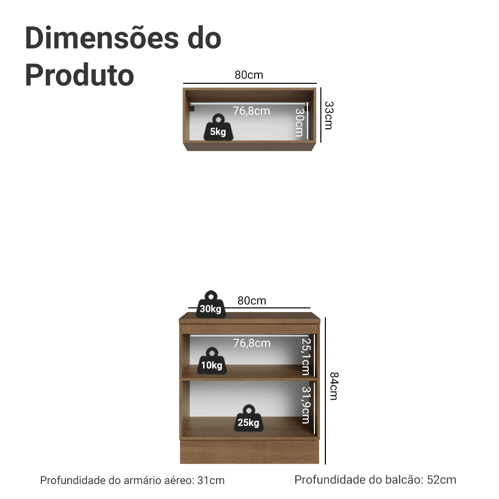 Conjunto Gabinete para Banheiro 80cm 3 Portas Rustic/Cinza Vik Conjunto Gabinete para Banheiro 80cm 3 Portas Rustic/Cinza Vik
