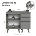Gabinete para Banheiro 100cm 1 Porta 3 Gavetas Cinza Nice Madesa 04