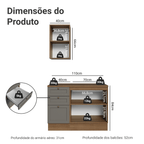 Conjunto Gabinete para Banheiro 110cm 3 Gavetas 3 Portas Rustic/Cinza Vik Madesa 01