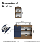 Conjunto Gabinete para Banheiro 110cm 3 Gavetas 3 Portas Rustic/Azul Vik Madesa 01