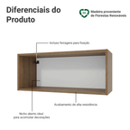 Armário Aéreo para Quarto 80 cm Nicho Aberto Rustic Neo Madesa
