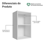 Armário Aéreo para Quarto 40 cm 2 Nichos Abertos Branco Neo Madesa