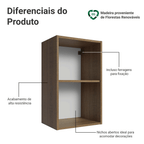 Armário Aéreo para Quarto 40 cm 2 Nichos Abertos Rustic Neo Madesa