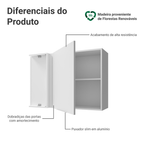 Armário Aéreo de Canto para Quarto 1 Porta Branco Neo Madesa
