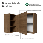 Armário Aéreo de Canto para Quarto 1 Porta e 3 Nichos Rustic Neo Madesa