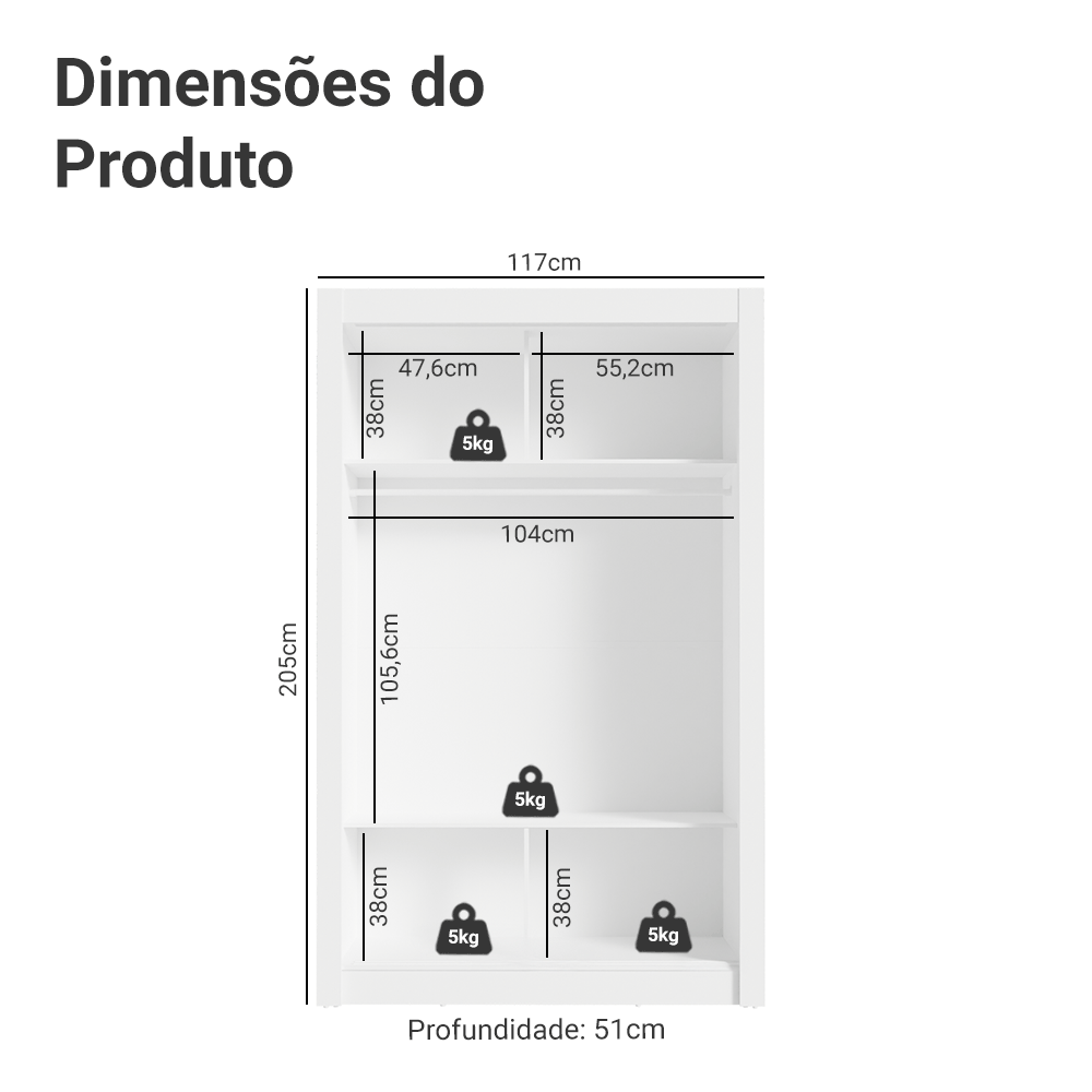 Conjunto Quarto Infantil com Guarda Roupa 2 Portas com Espelho e Cômoda Madesa
