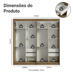 Conjunto 2 Guarda-Roupas 4 Portas de Correr Rustic/Branco Tokio Madesa