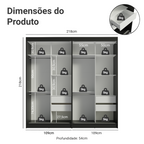 Conjunto 2 Guarda-Roupas 4 Portas de Correr Preto Tokio Madesa